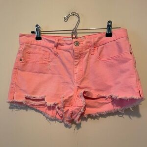 Abercrombie & Fitch Coral Distressed Cutoff Cotton Denim Short Shorts.  Size 10.